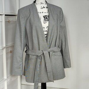 Worthington NWT Women’s XL Blazer Suit Coat Jacket Long Belt Houndstooth